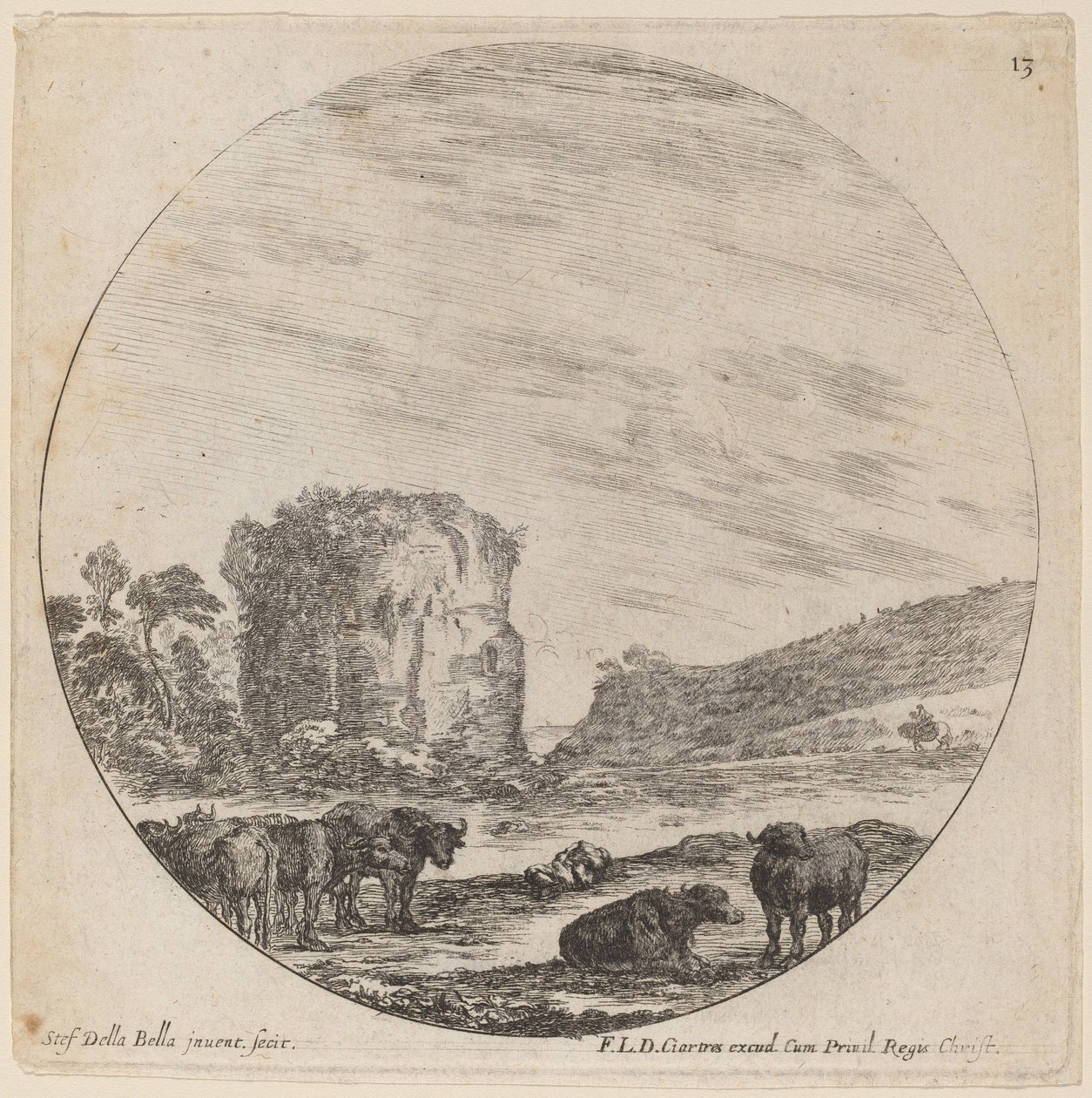 Landscape with Antique Ruins by Stefano della Bella