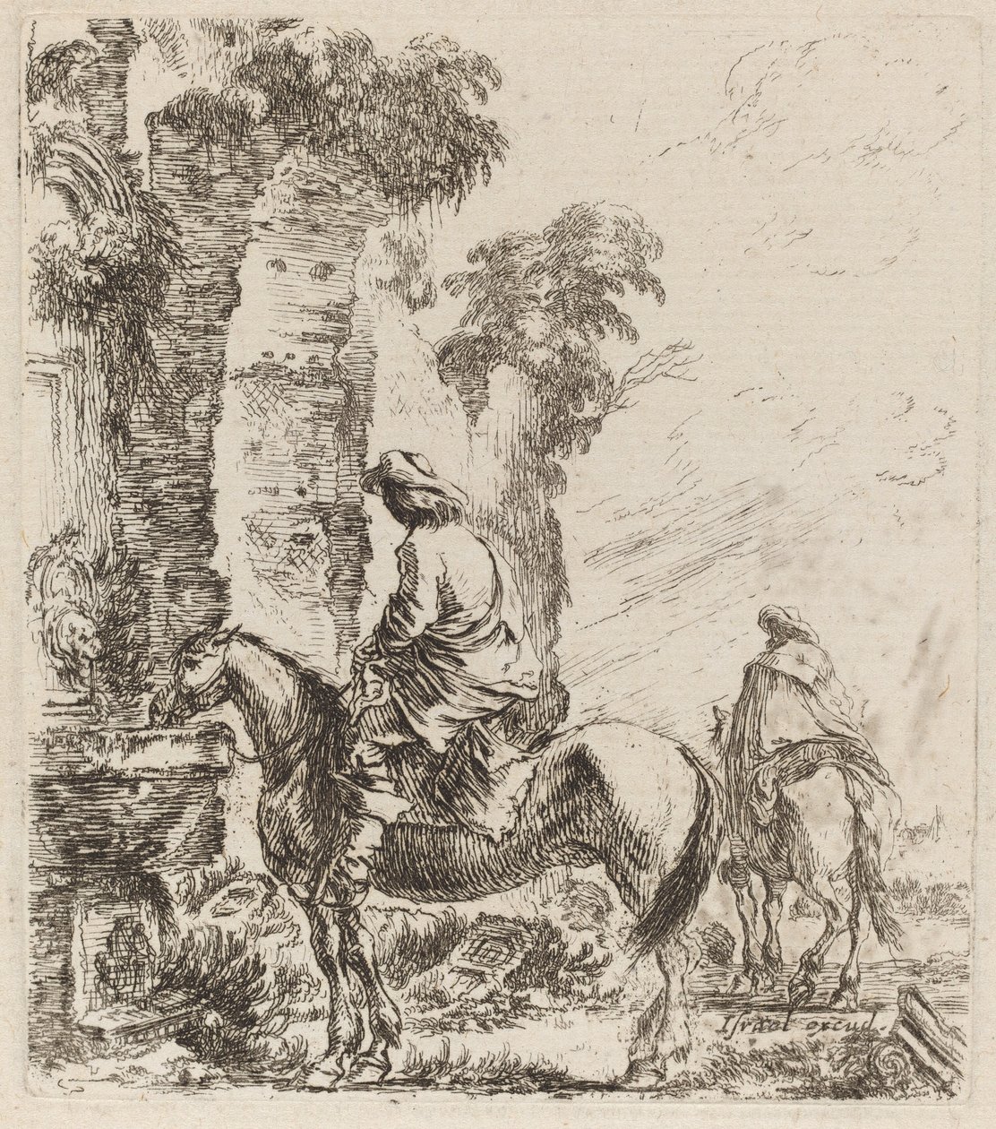 Landscape with Horsemen by Stefano della Bella
