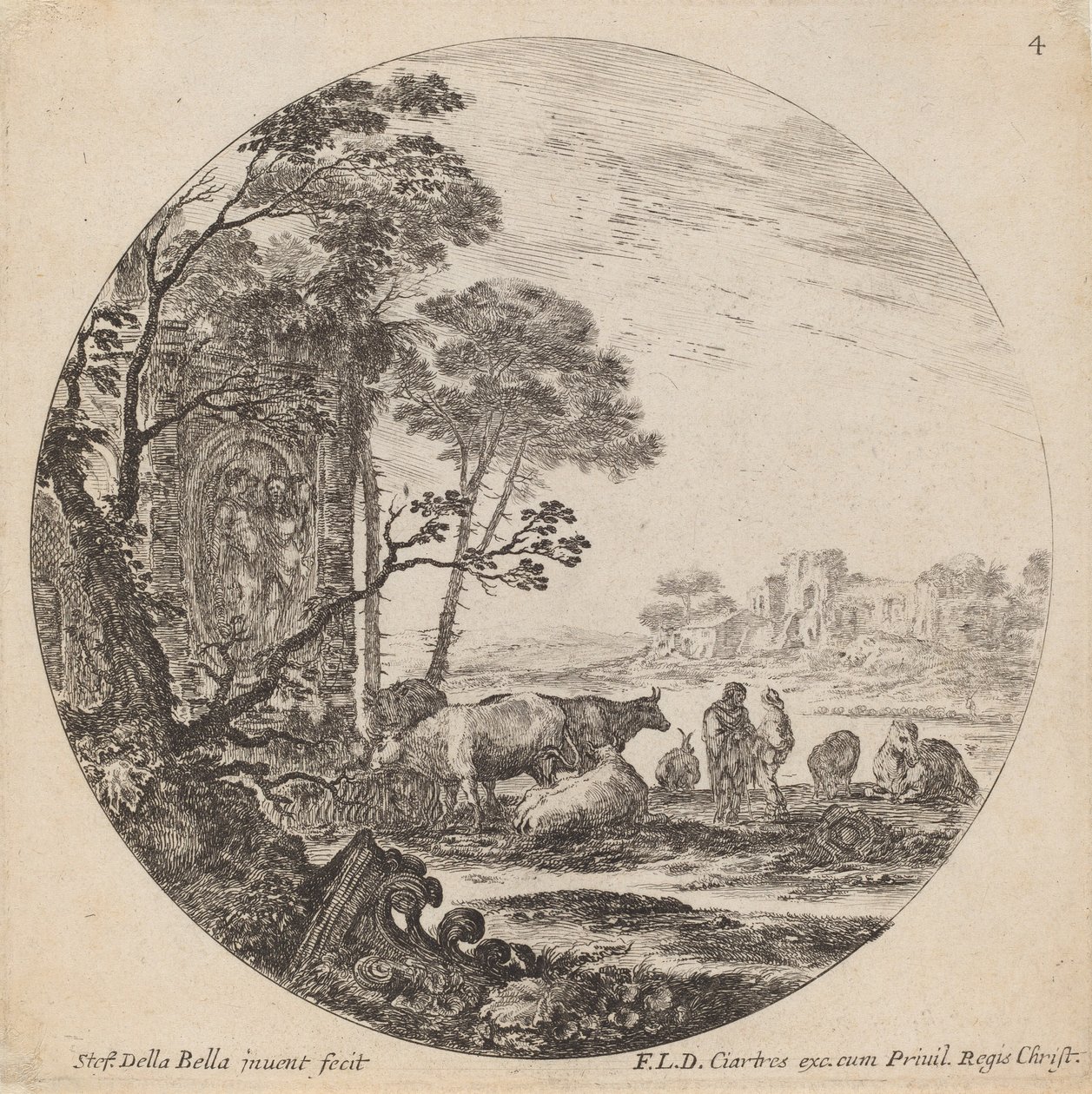 Landscape with Roman Ruins, 1646 by Stefano della Bella