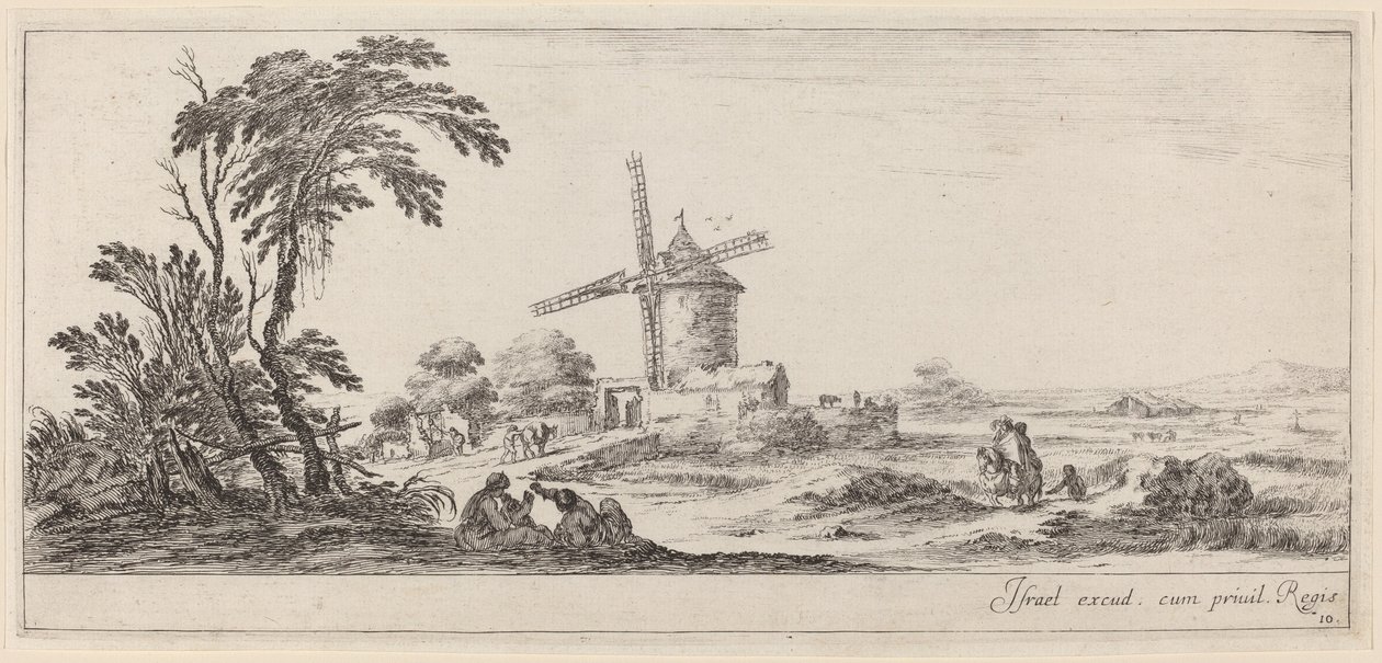Landscape with Windmill by Stefano della Bella