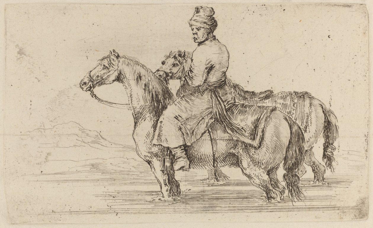 Polish Attendant with Two Horses by Stefano della Bella