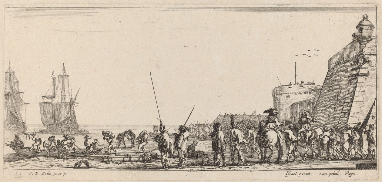 Soldiers Overseeing Embarkation by Stefano della Bella