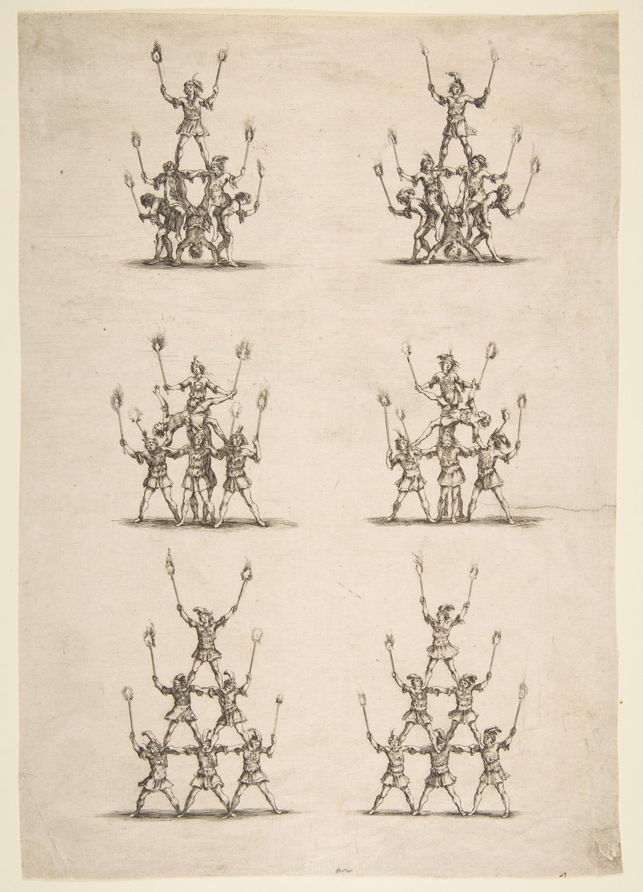 Thirty-six Acrobats in Six Groups by Stefano della Bella