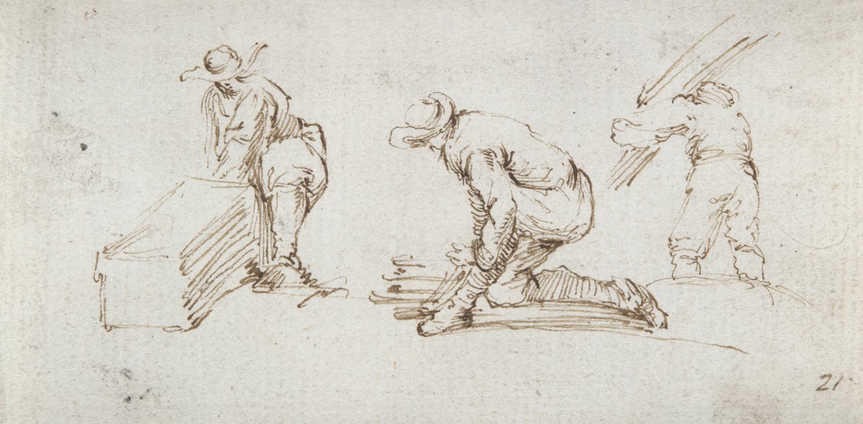 Three Figure Studies by Stefano della Bella