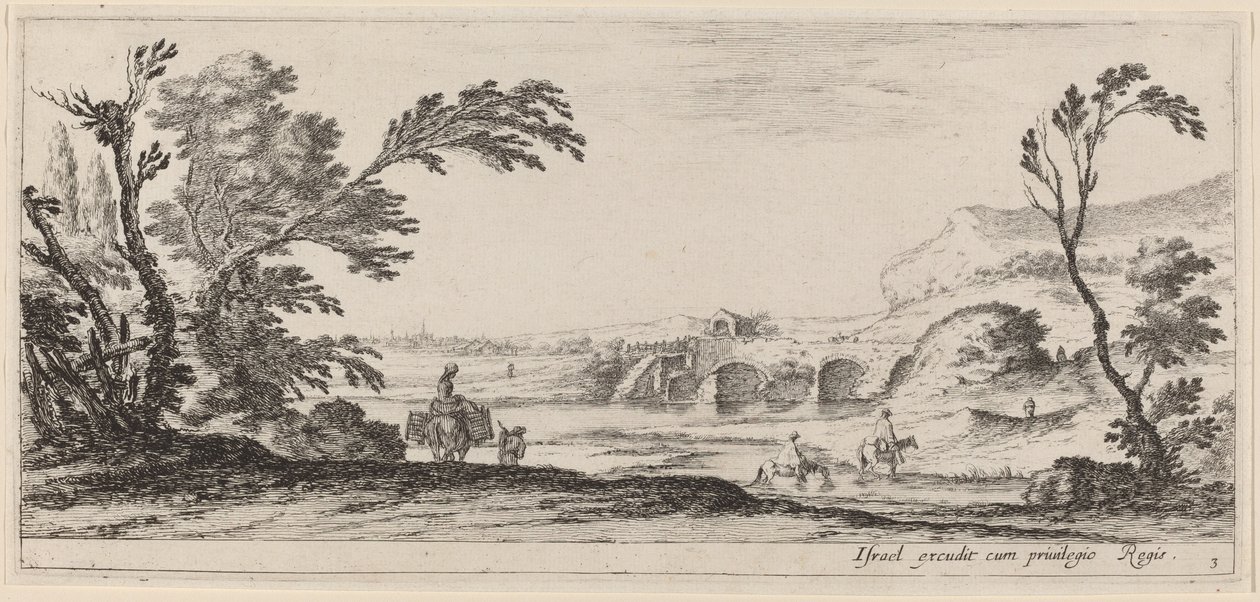 Travelers Fording a Stream by Stefano della Bella