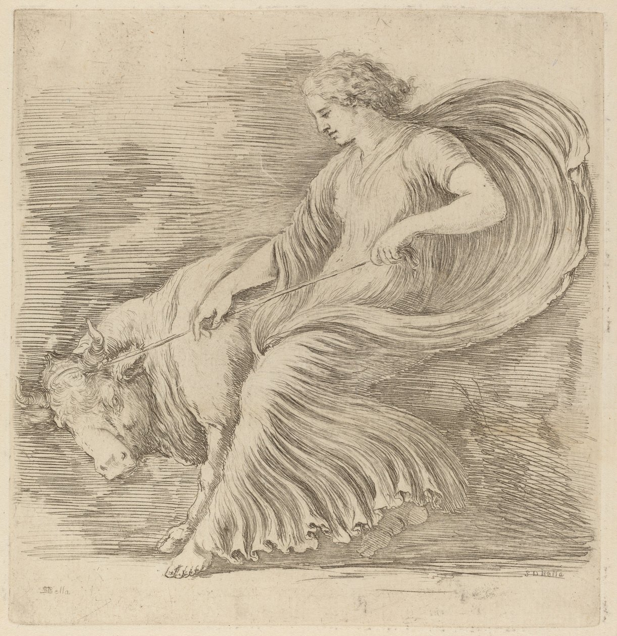 Woman with a Young Bull by Stefano della Bella