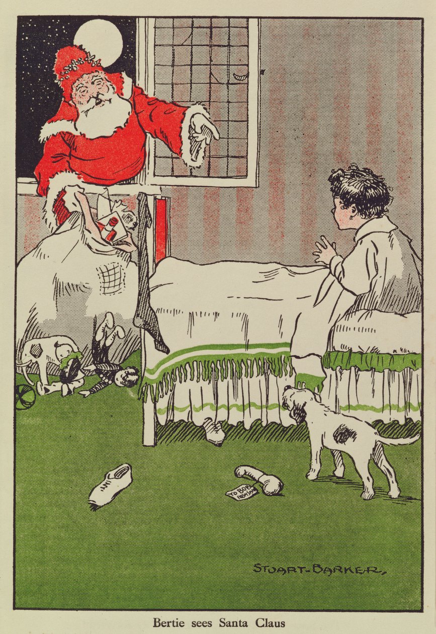 Bertie sees Santa Claus, book illustration by Stuart Barker