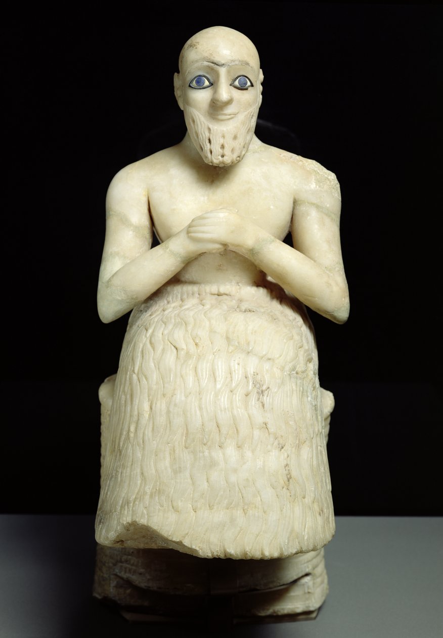 Statue of the Official Ebih-Il, from the Temple of Ishtar at Mari, Iraq, Middle Euphrates, Early Dynastic Period, c.2500 BC by Sumerian