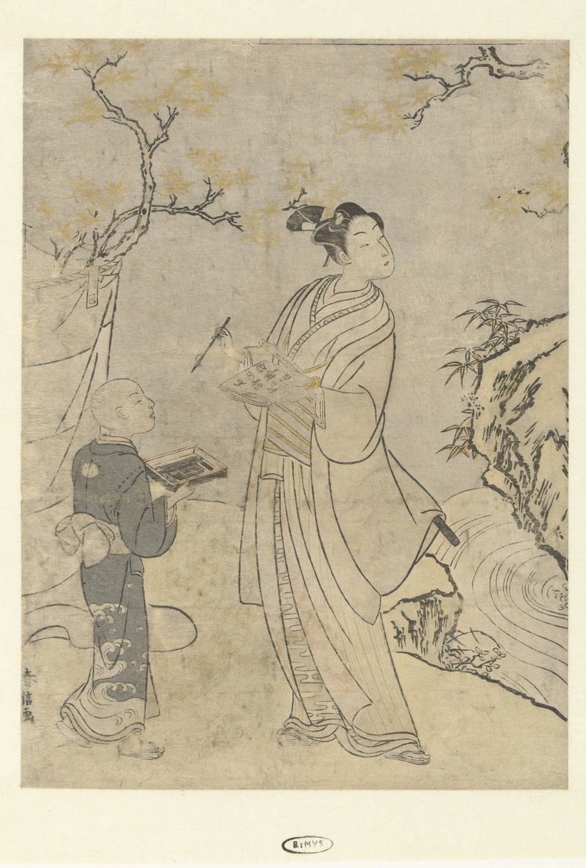 Writing a poem by Suzuki Harunobu