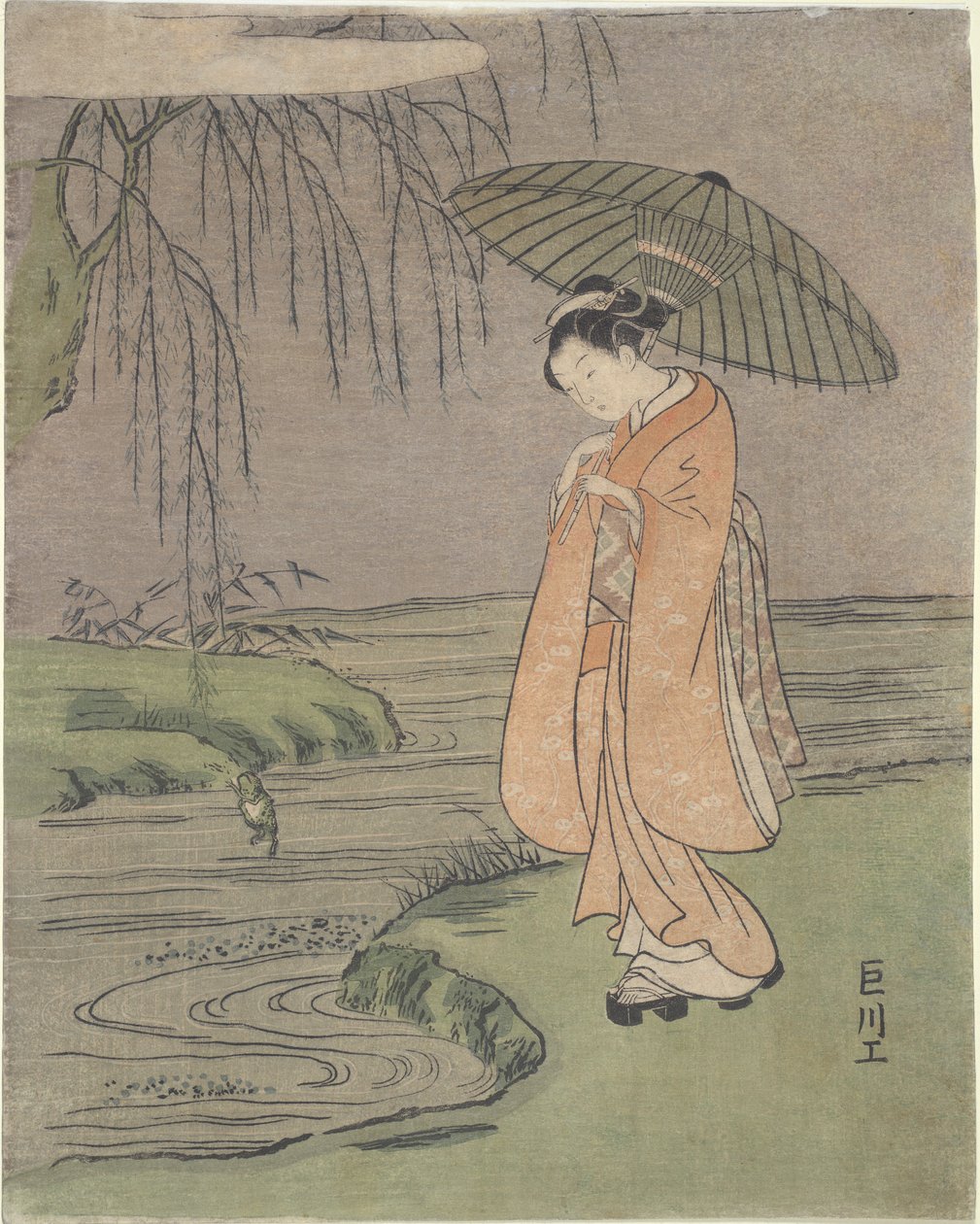 Parody of Ono no Tofu by Suzuki Harunobu