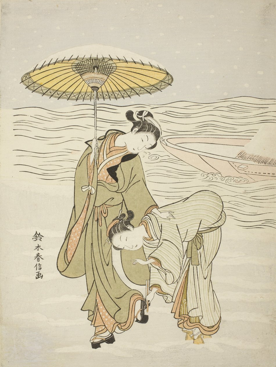 The Snow-Clogged Geta by Suzuki Harunobu