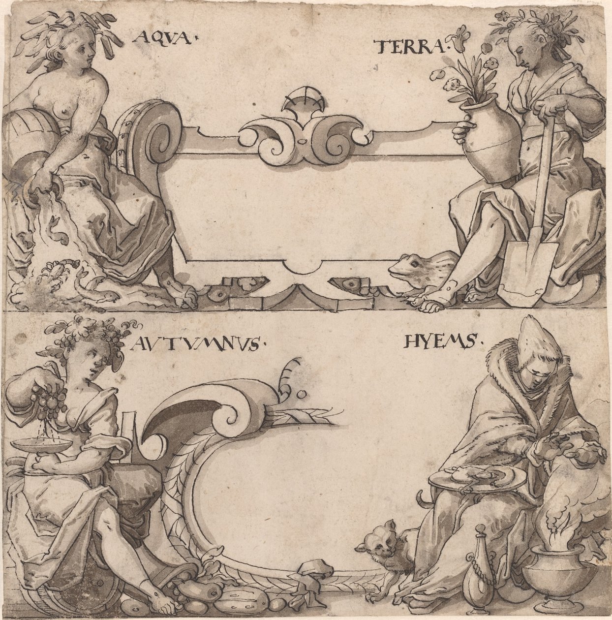 Water and Earth/Autumn and Winter by Swiss 16th Century
