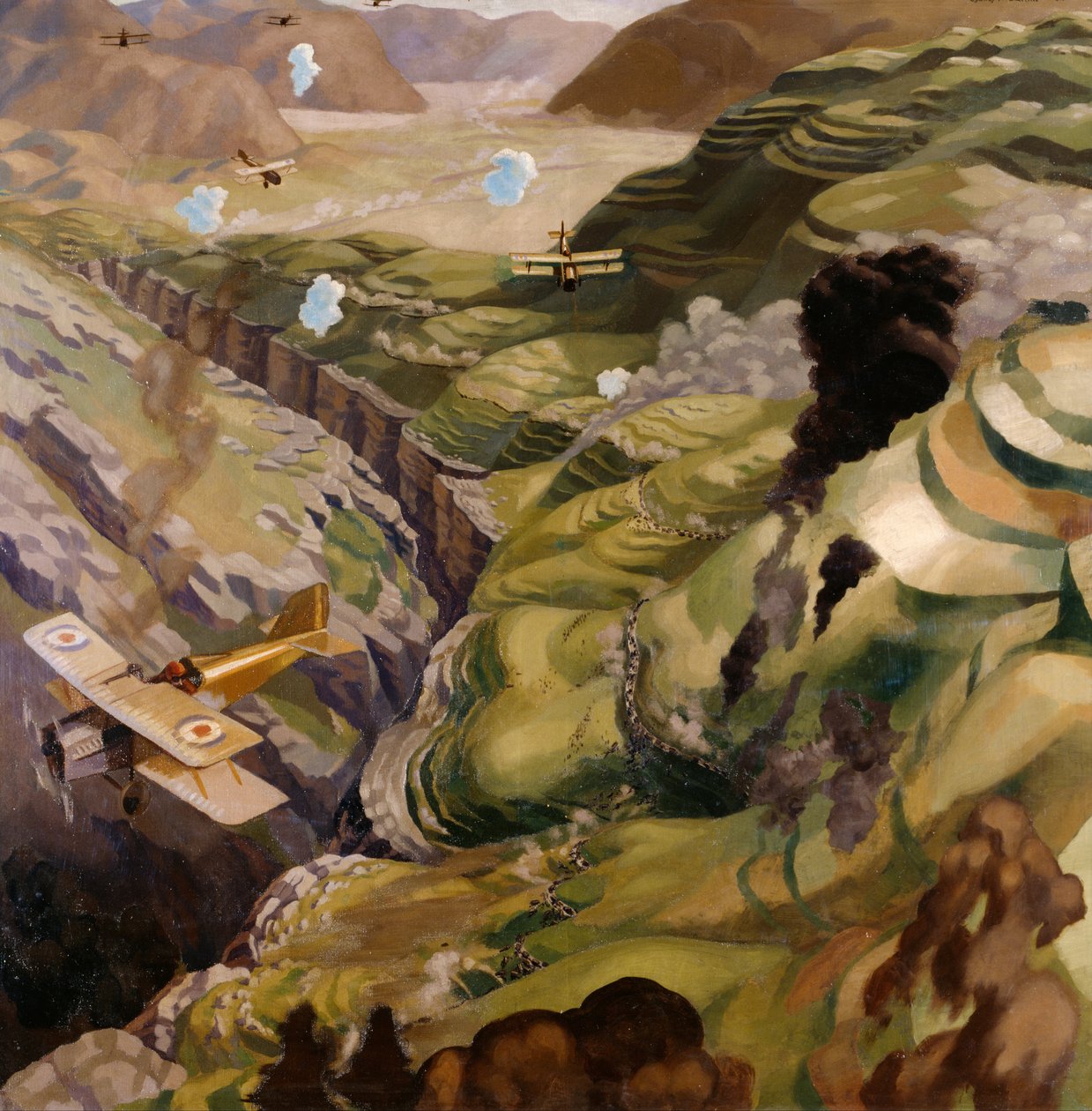 The Destruction of the Turkish Transport in the Gorge of the Wadi Fara, Palestine by Sydney Carline