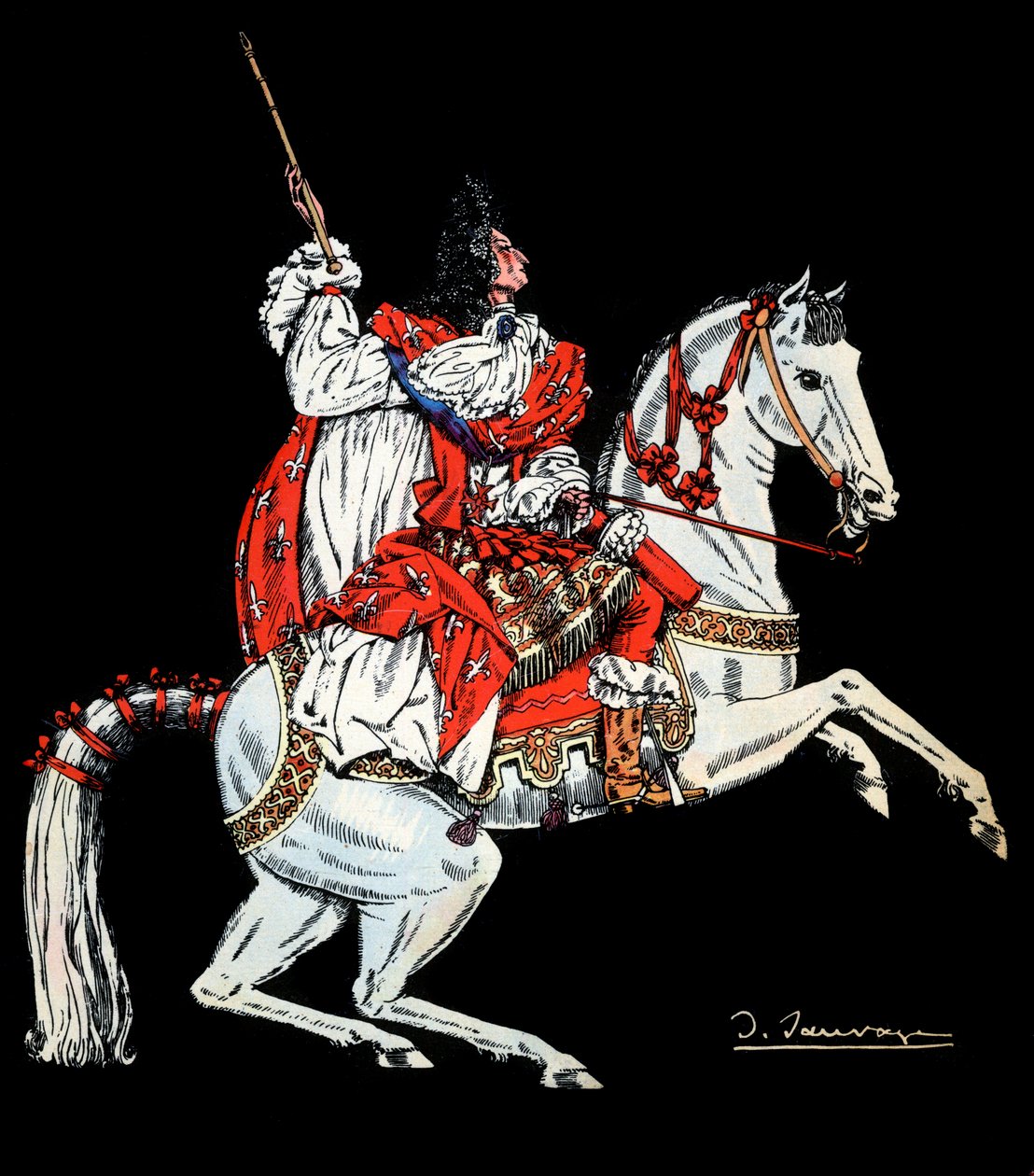 Equestrian Portrait of Louis XIV - Illustration by Sylvain Sauvage for the Book 