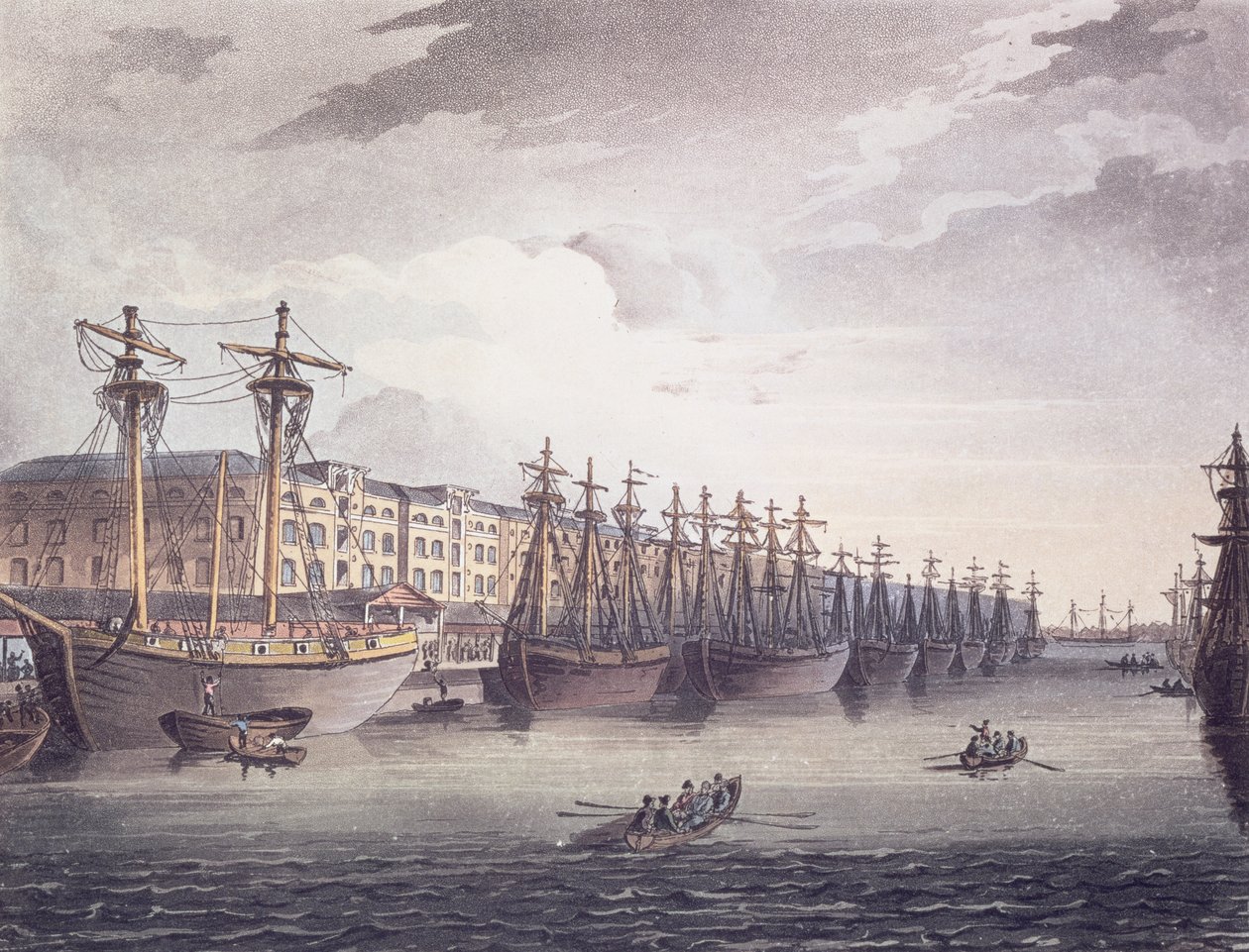 West India Docks by T. and Pugin A.C. Rowlandson