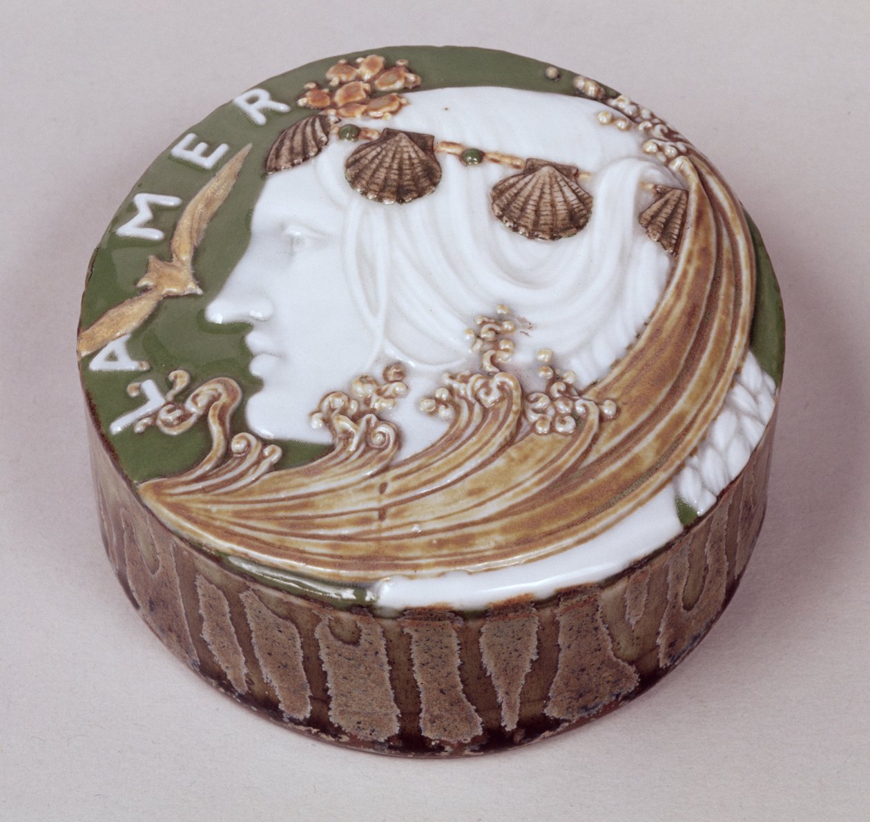 Sevres Paperweight, Incised and Applied Relief Decoration, 1900 by Taxile Maximin Doat