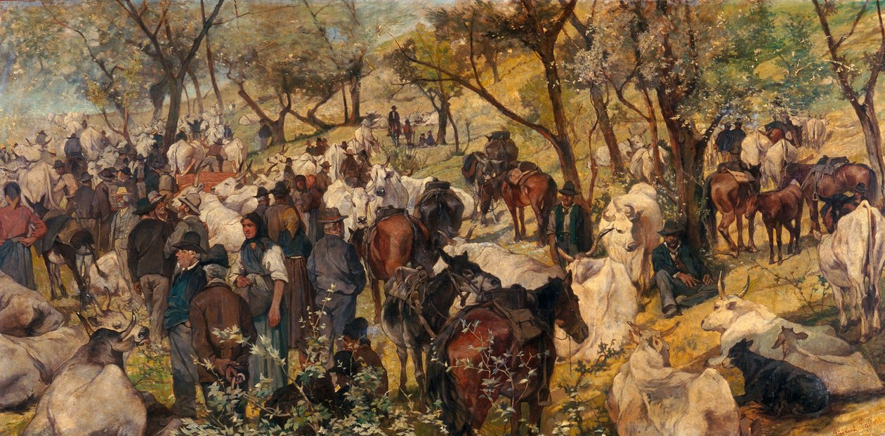 Maremma Market by Telemaco Signorini