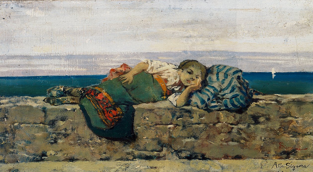 Peasant on the Parapet by Telemaco Signorini