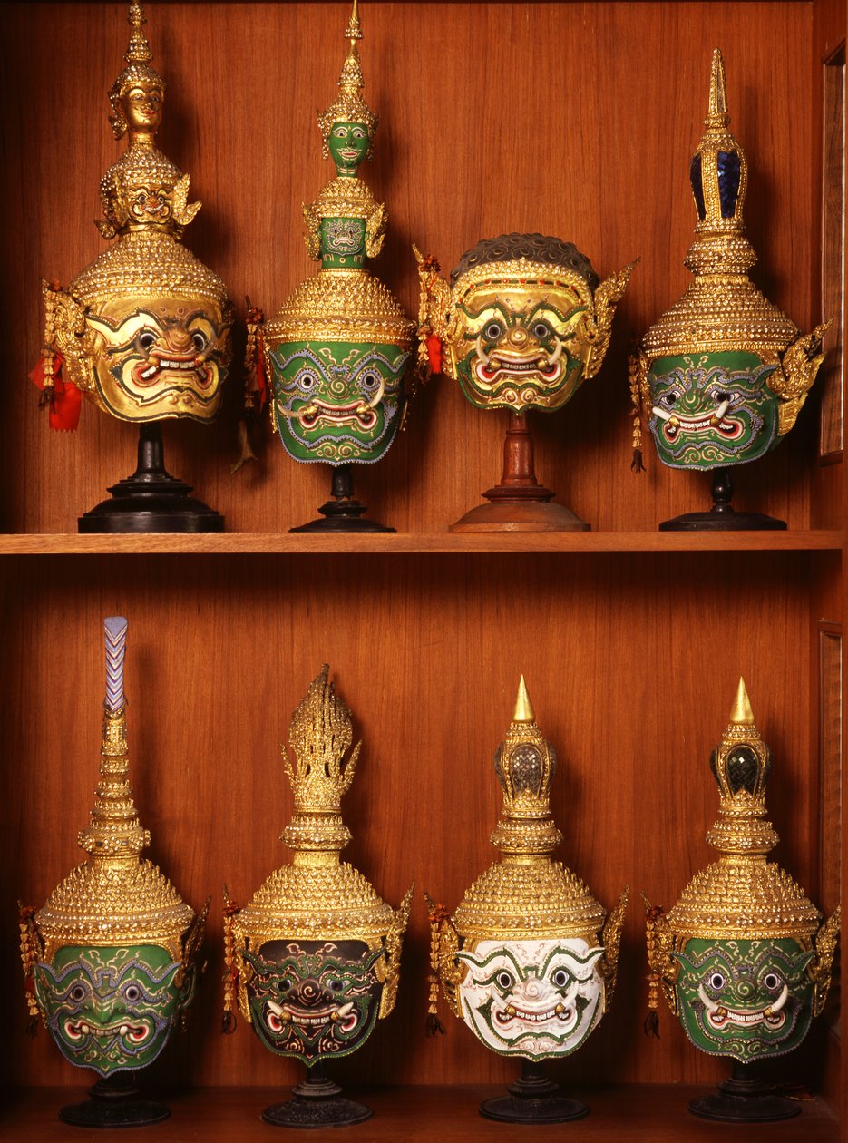 Masks for Khon theatre by Thai School