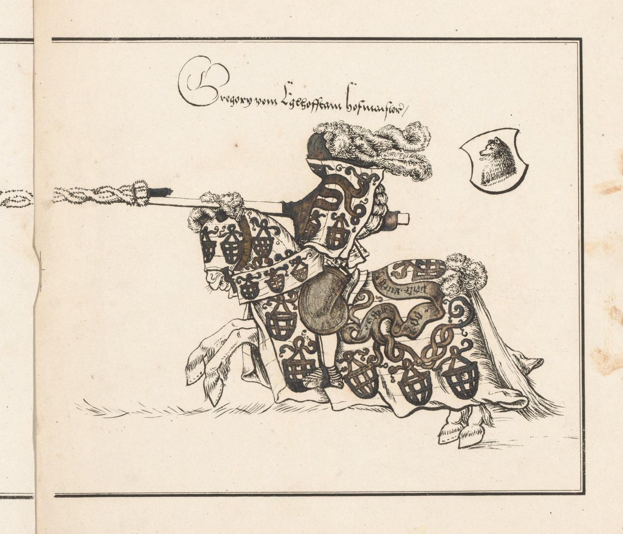Book on Tournaments: Jouster Facing Left by Theobald Senefelder