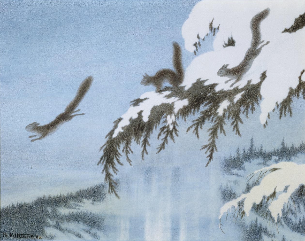 Squirrel in Flight by Theodor Kittelsen
