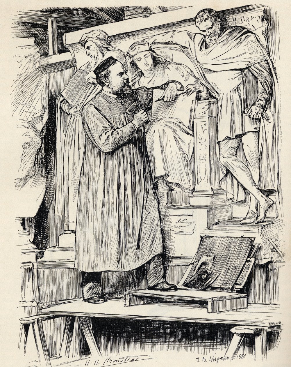 Armstead at Work, Engraving after a Drawing by Wirgman, from 