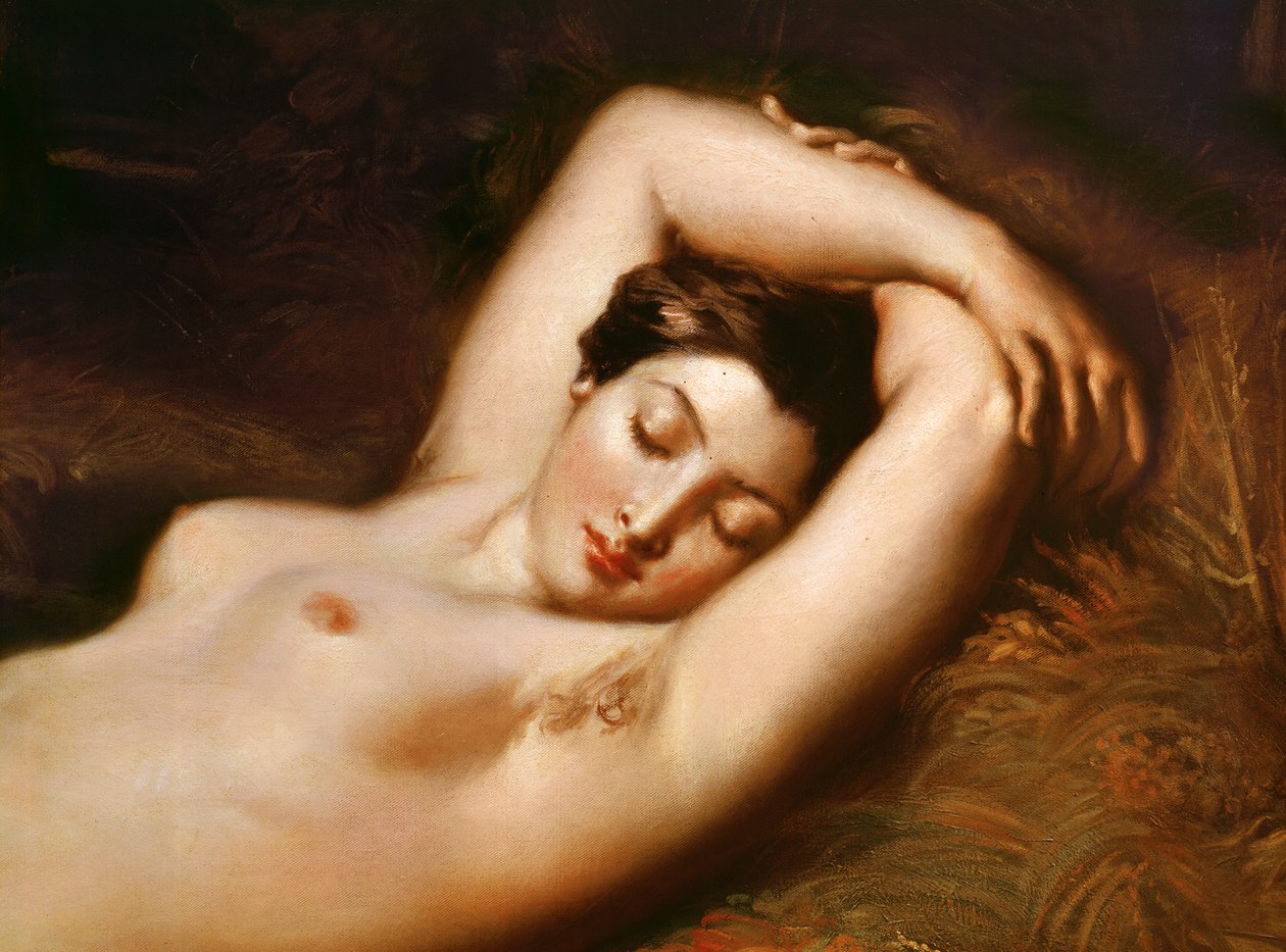 A Sleeping Nymph (detail of the head) by Théodore Chassériau