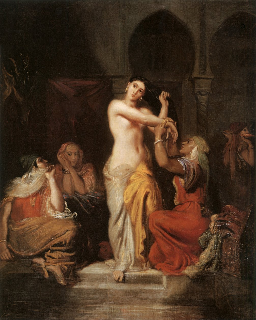 Moorish Woman Leaving the Bath in the Seraglio, 1854 by Théodore Chassériau