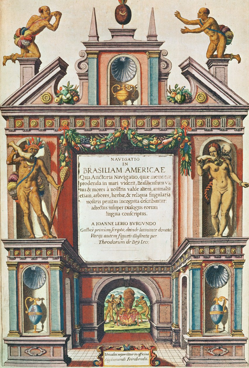 Navigatio in Brasiliam Americae. Frontispiece by Theodore de Bry