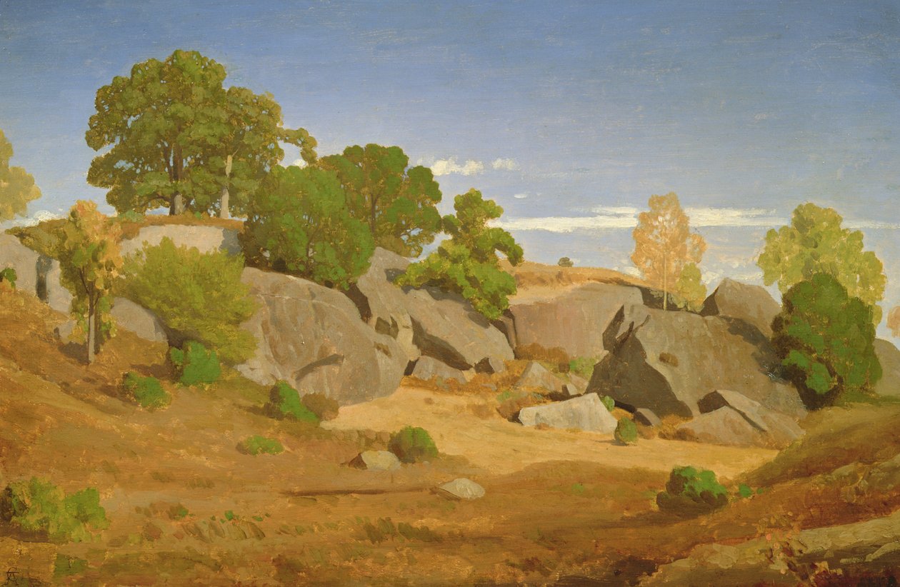 Rocks at Fontainebleau by Theodore Caruelle d Aligny