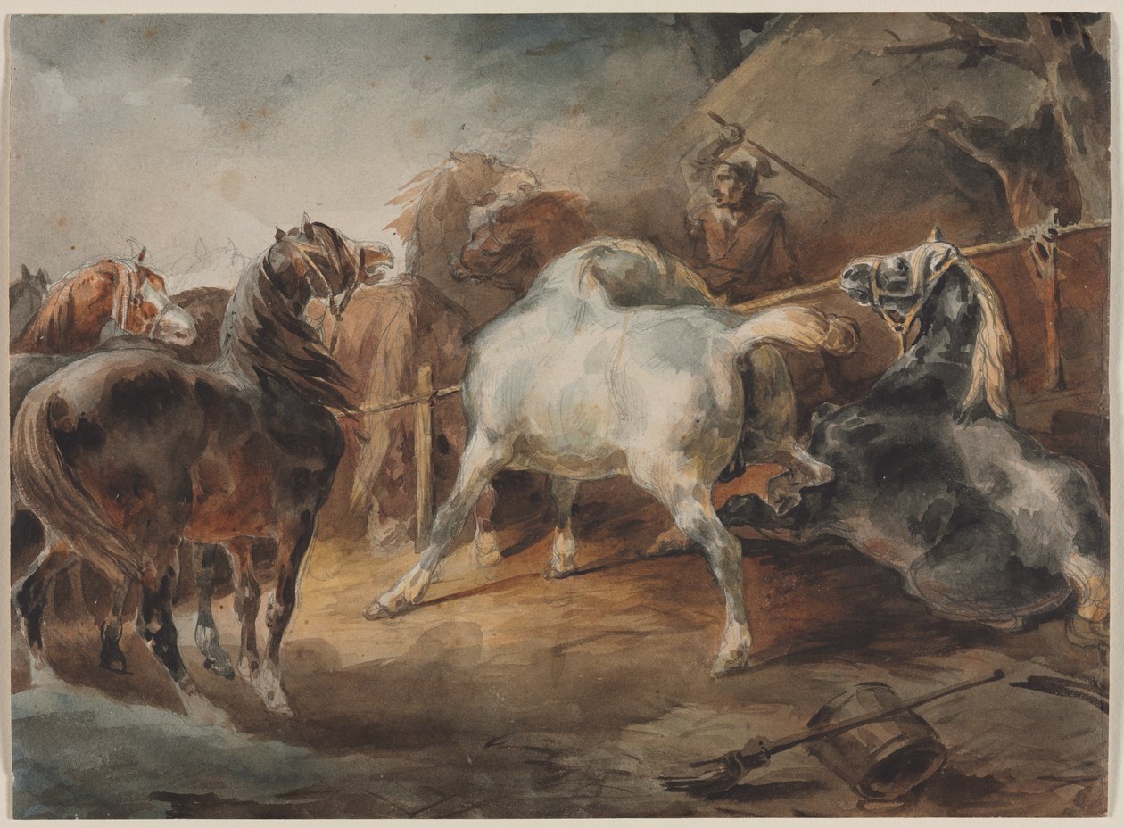 Fighting Horses by Theodore Gericault