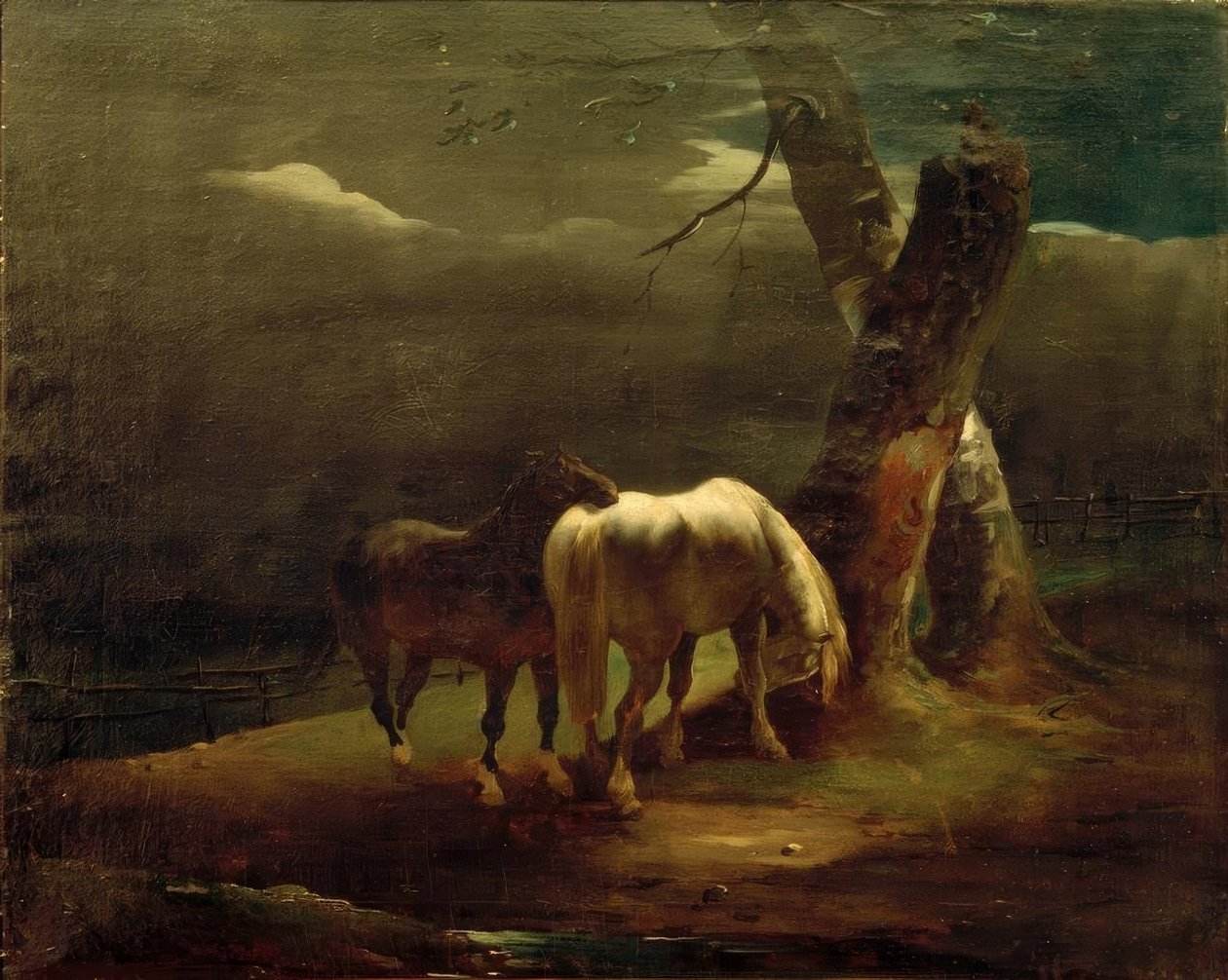 Horses in the Pasture by Theodore Gericault