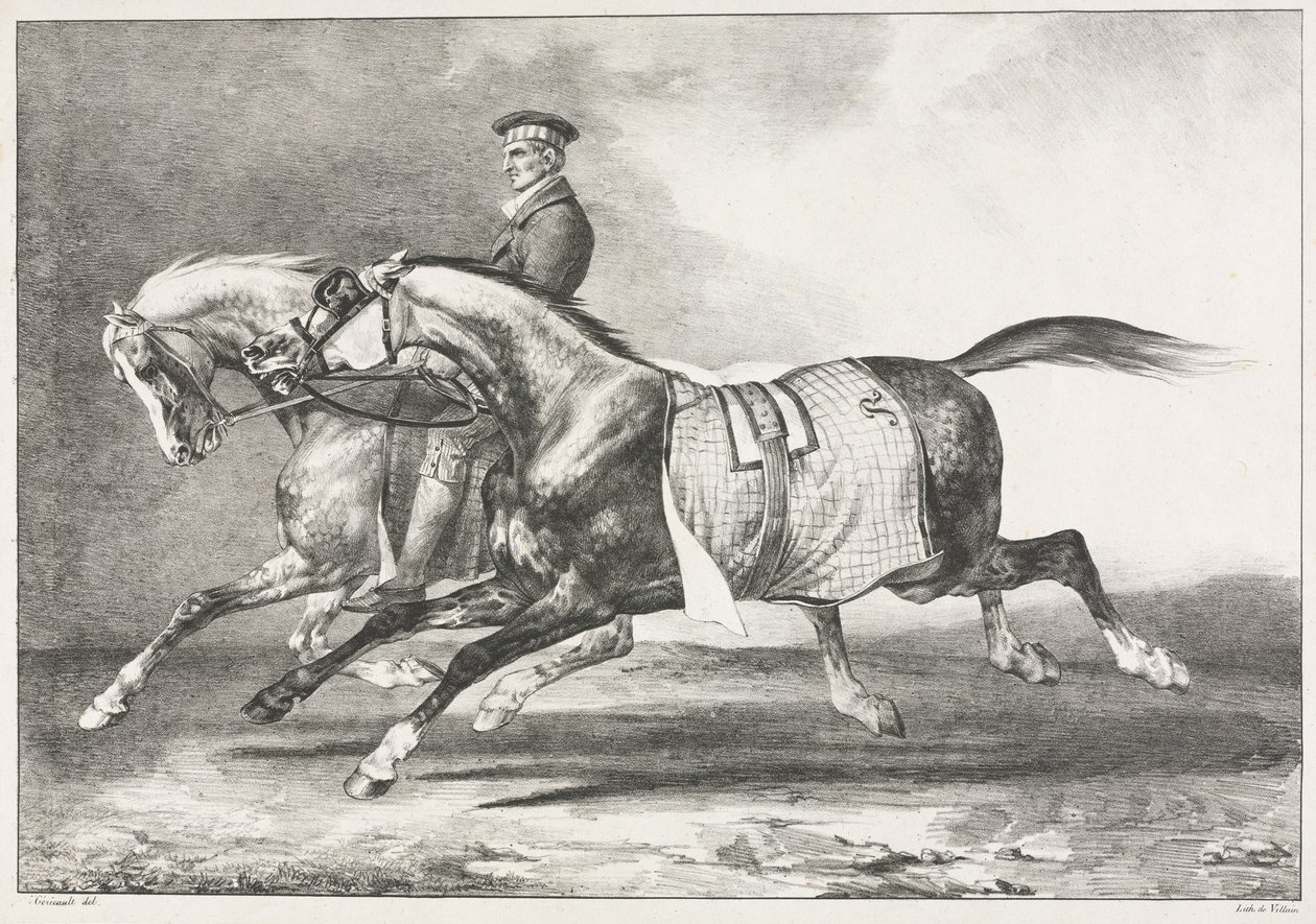 Two Dappled Horses Exercising by Theodore Gericault