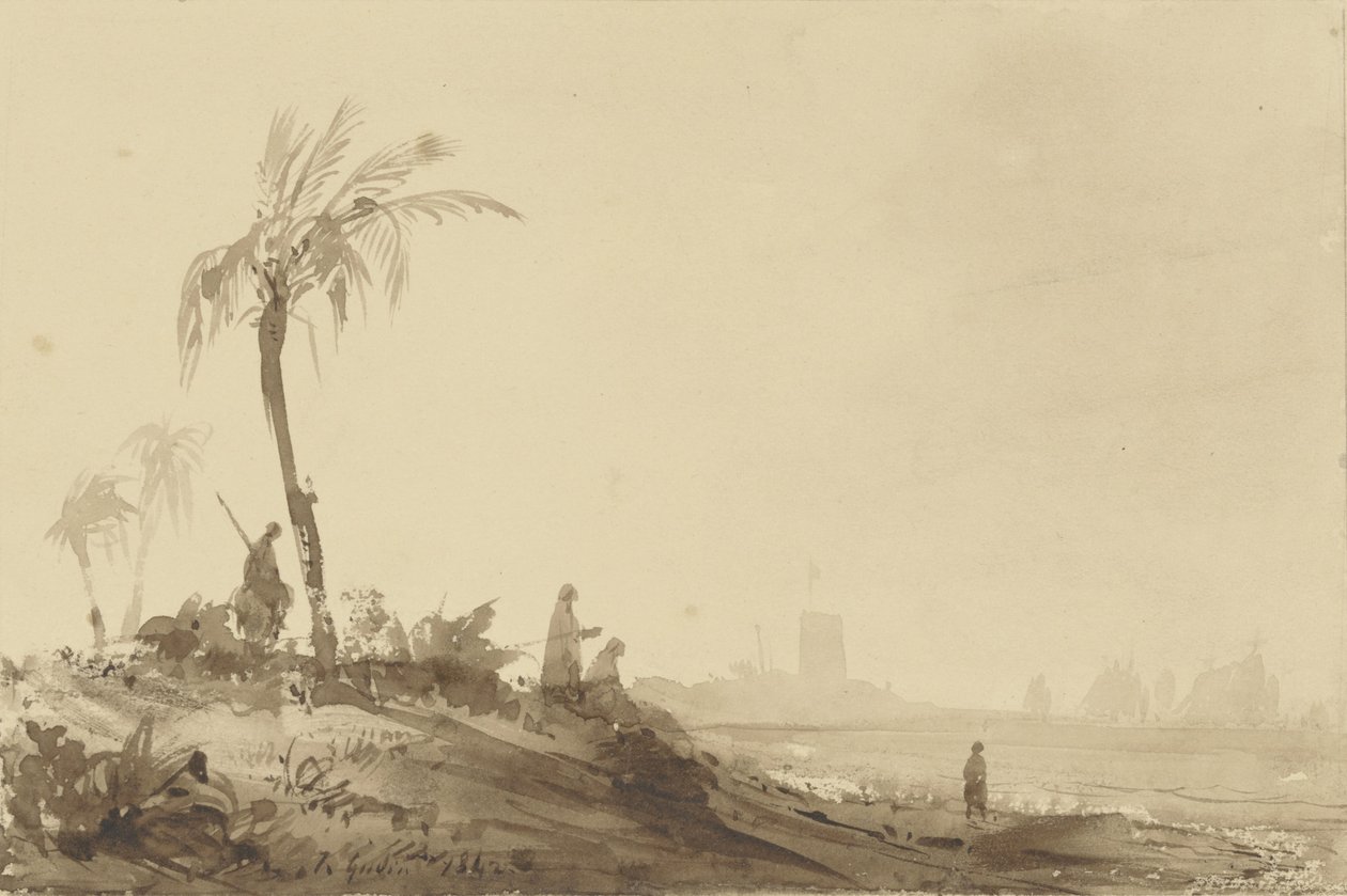 Bedouins Under a Palm Tree by Theodore Gudin