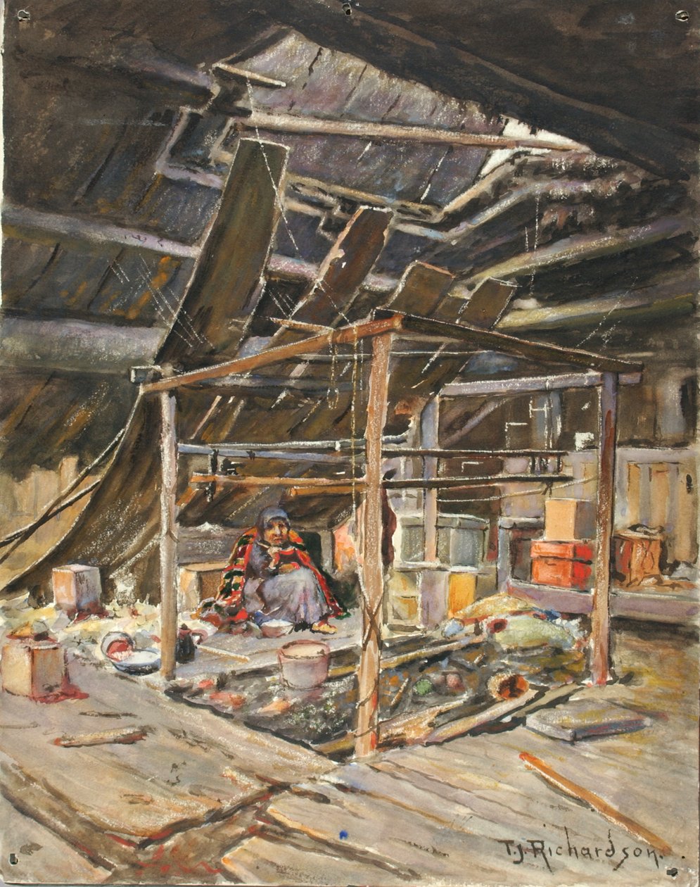 Native Interior, ca. 1880-1914 by Theodore J. Richardson