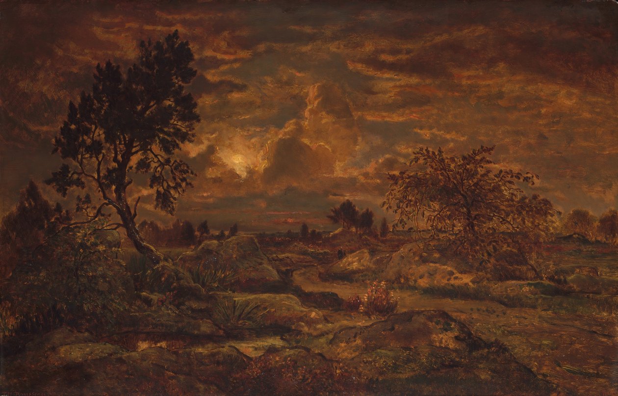 Sunset near Arbonne by Theodore Rousseau
