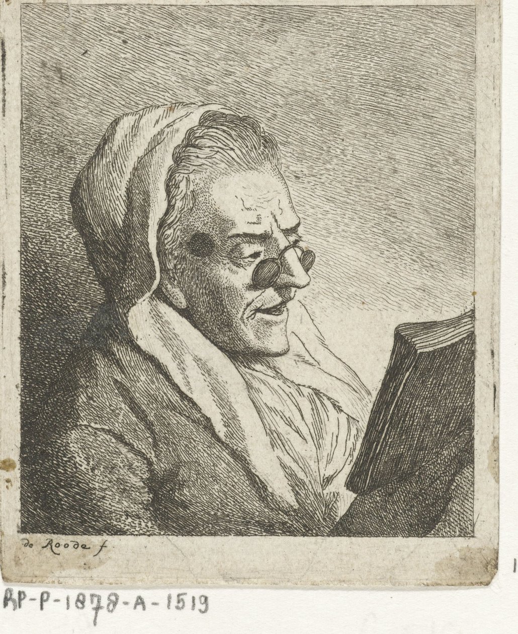 Old Woman Reading with Pince-Nez by Theodorus de Roode