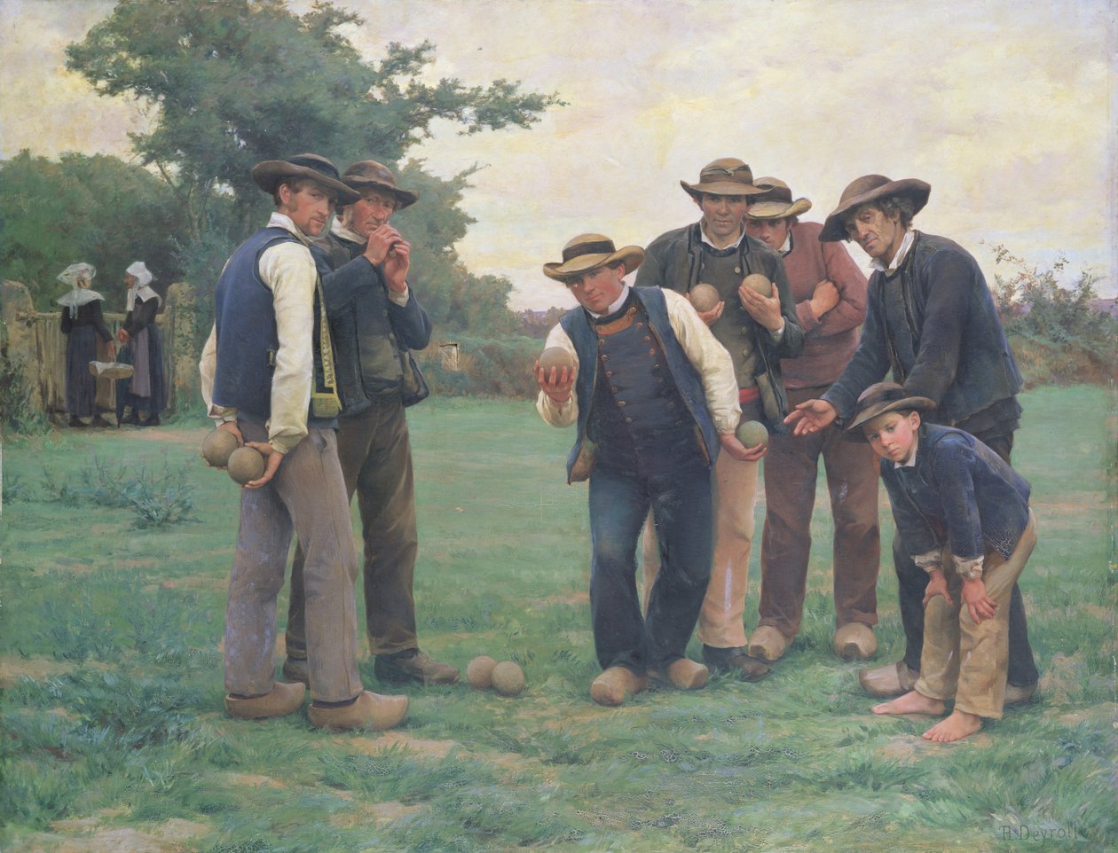 Playing Boules on the Outskirts of Concarneau by Theophile Louis Deyrolle