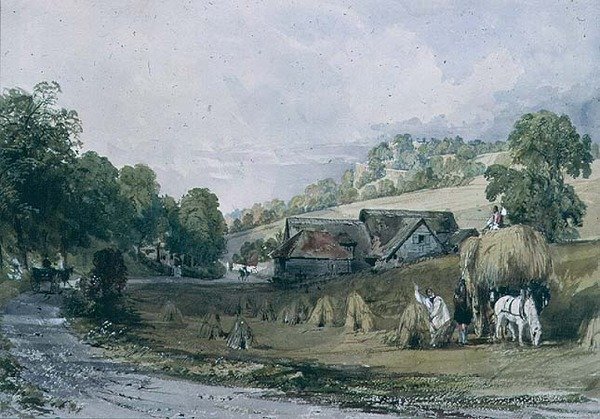 Haymaking at Ashurst, Surrey by Thomas Allom