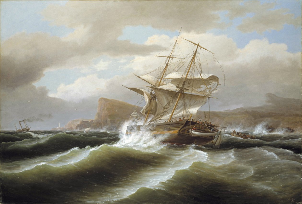 An American Ship in Distress by Thomas Birch