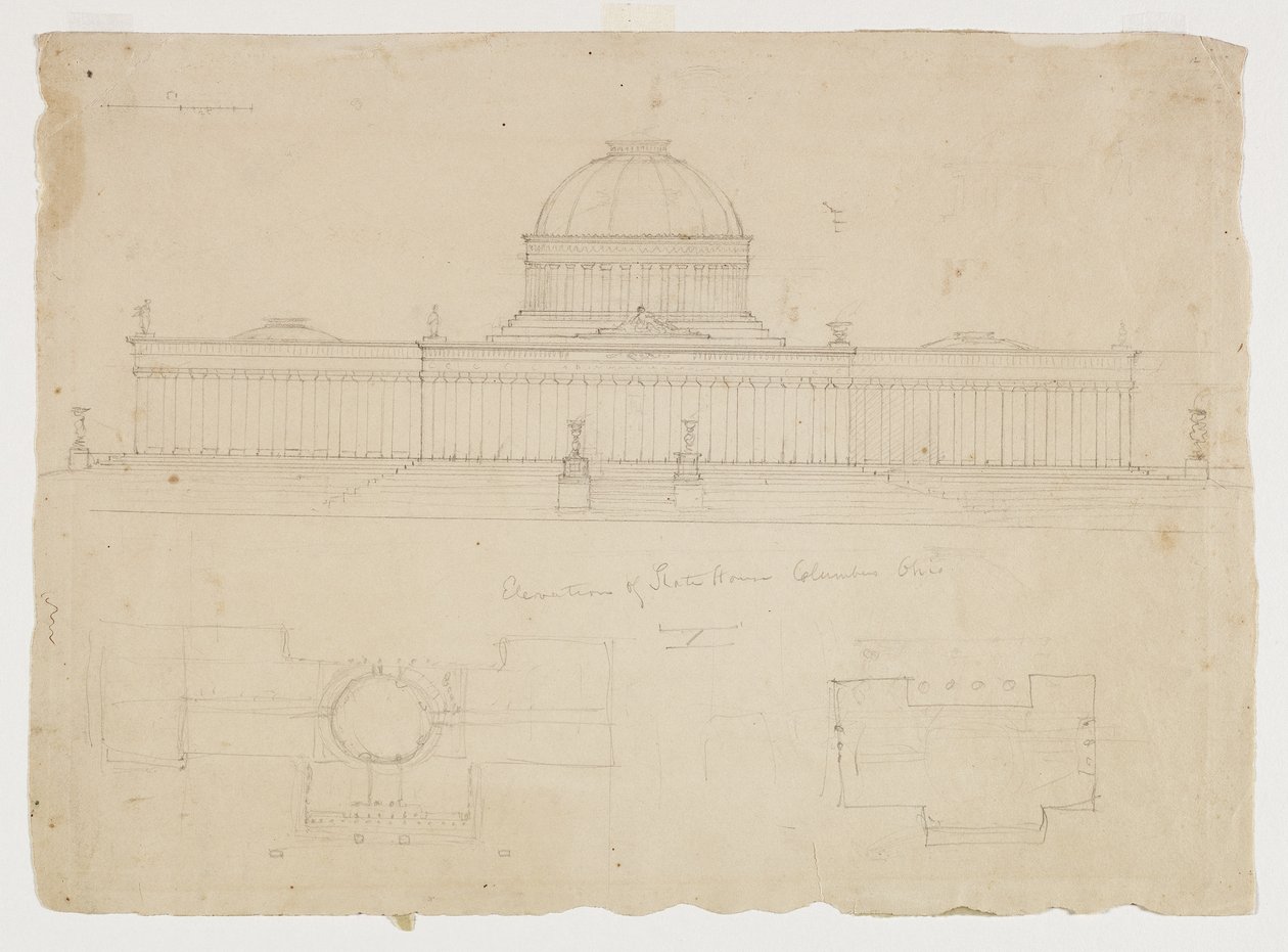 Elevation of the State House, Columbus, Ohio, c.1838 by Thomas Cole