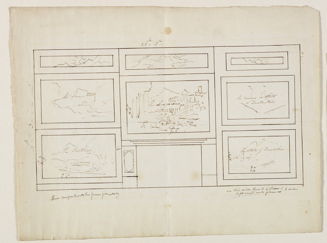 Layout for The Course of Empire, 1833 by Thomas Cole