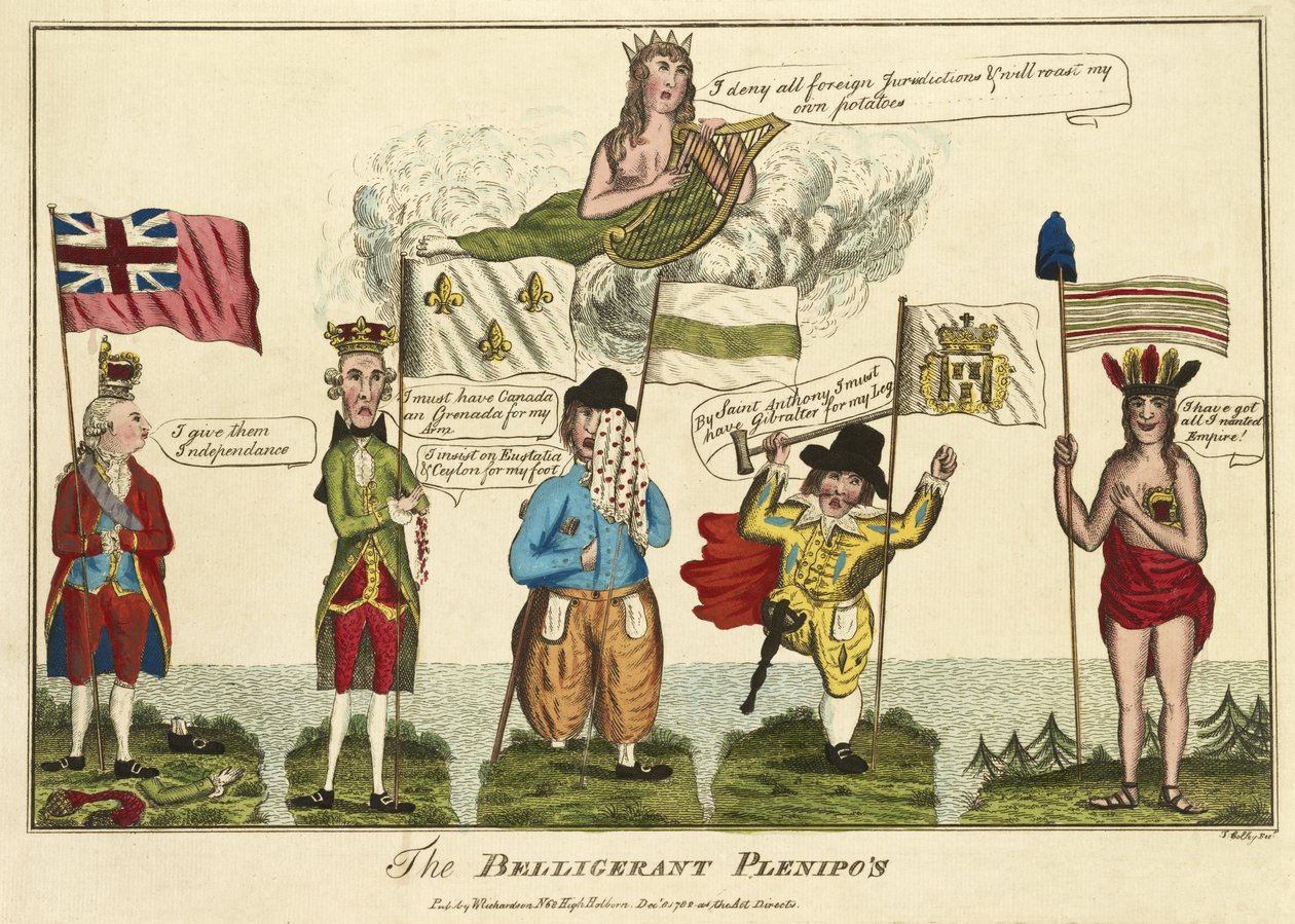 The Belligerent Plenipotentiaries, pub. 1782 by Thomas Colley