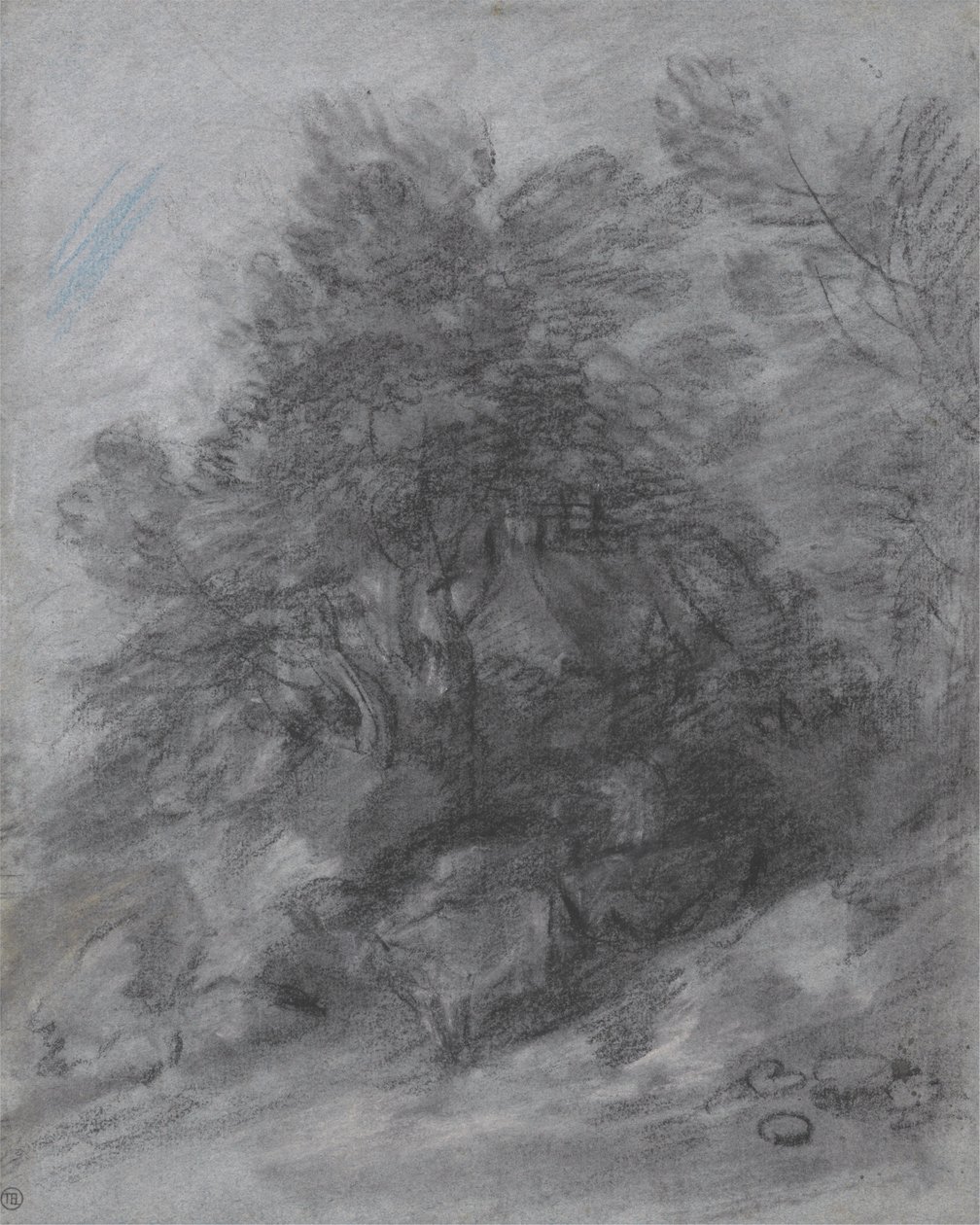 Wooded Landscape with Herdsman, Cows and Cottage by Thomas Gainsborough