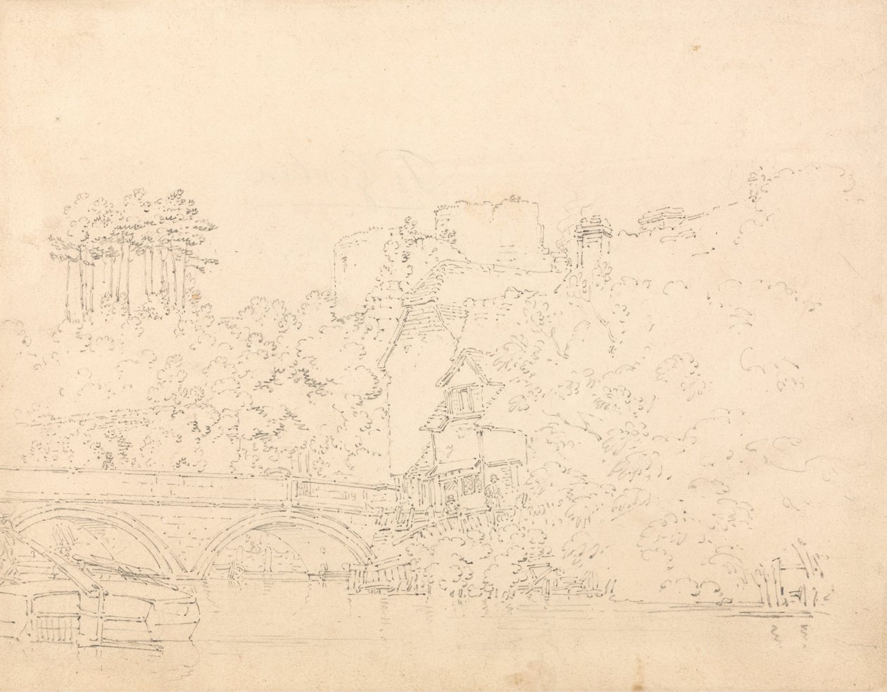 Tonbridge Bridge and Castle, Kent by Thomas Girtin