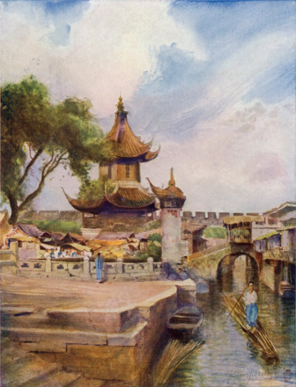 The Temple at Bing-Oo, Water Gate and City Wall by Thomas Hodgson Liddell