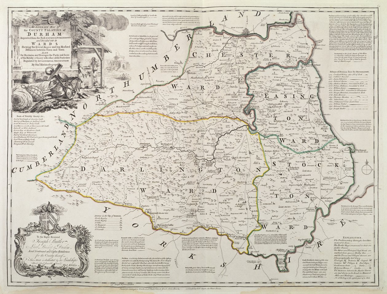 Map of Durham by Thomas Kitchin