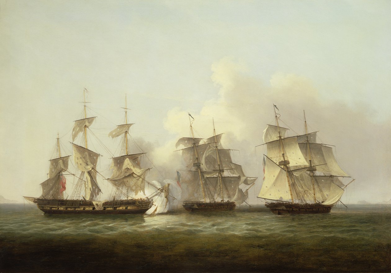 HMS Gore in Action With the French Brigs Palinure and Pilade by Thomas Luny