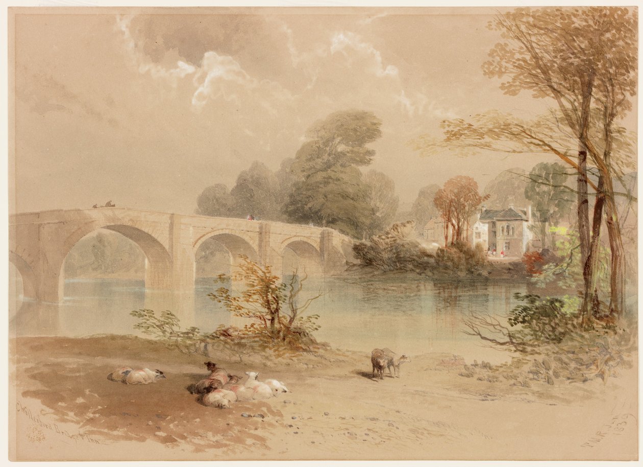 Chollerford Bridge and Inn by Thomas Miles II Richardson
