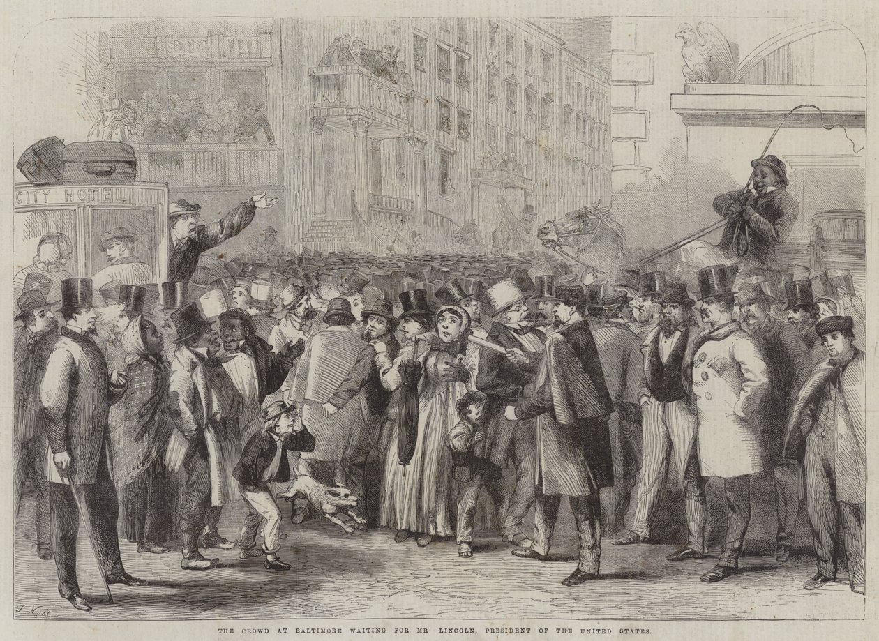 The Crowd at Baltimore waiting for Mr Lincoln, President of the United States by Thomas Nast